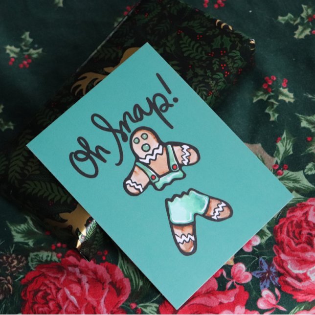 Oh Snap Gingerbread Man art Christmas Humour       Postcard (Creator Uploaded)