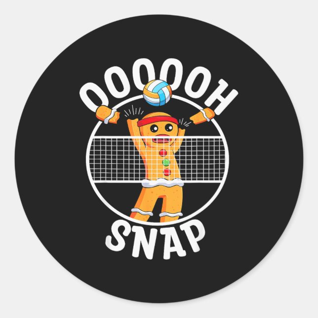 Oh Snap Gingerbread Man Blocker Christmas Volleyba Classic Round Sticker (Front)