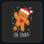 Oh Snap Gingerbread Man Christmas Family Santa Hat Square Sticker<br><div class="desc">This is a great gift for your family,  friends during Hanukkah holiday. They will be happy to receive this gift from you during Hanukkah holiday.</div>
