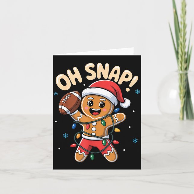 Oh Snap Gingerbread Man Christmas Football Kids Bo Card (Front)