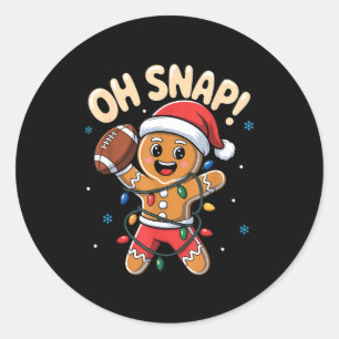 Oh Snap Gingerbread Man Christmas Football Kids Bo Classic Round Sticker