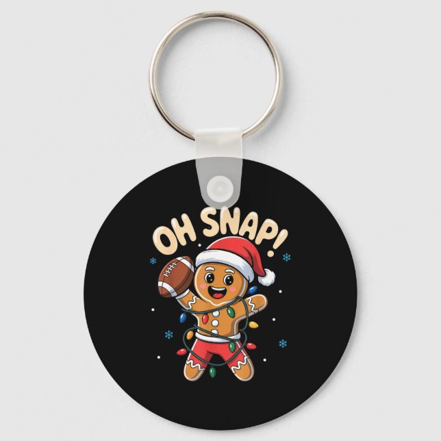 Oh Snap Gingerbread Man Christmas Football Kids Bo Key Ring (Front)