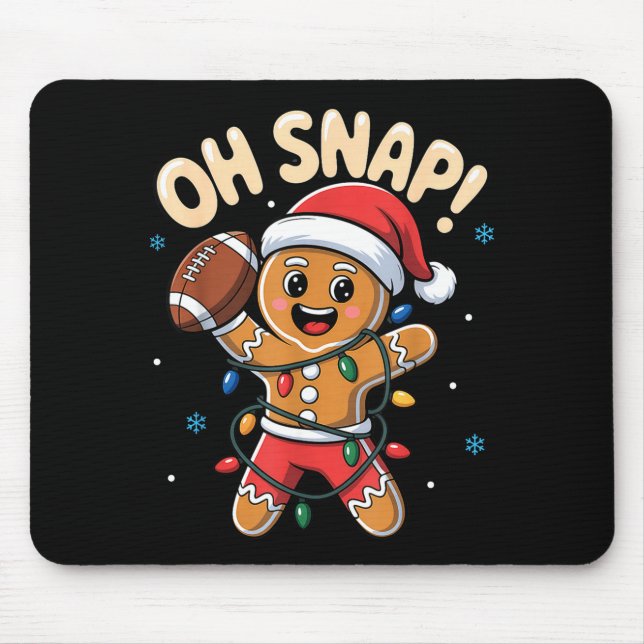 Oh Snap Gingerbread Man Christmas Football Kids Bo Mouse Pad (Front)