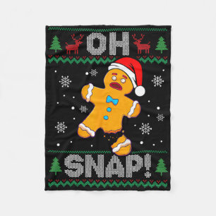 Oh Snap Gingerbread Man Christmas Fun Cookie Ugly Fleece Blanket