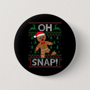 Oh Snap Gingerbread Man Christmas Funny Cookie Byk 6 Cm Round Badge