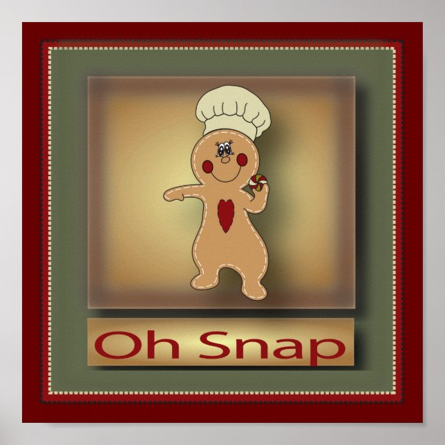 Oh Snap Gingerbread Man | Christmas Poster (Front)