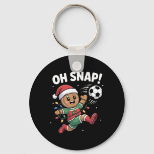 Oh Snap Gingerbread Man Christmas Soccer Kids Boy Key Ring
