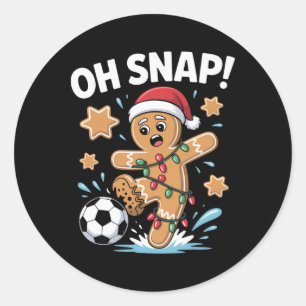 Oh Snap Gingerbread Man Christmas Soccer Pyjamas A Classic Round Sticker