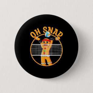 Oh Snap Gingerbread Man Christmas Volleyball 6 Cm Round Badge