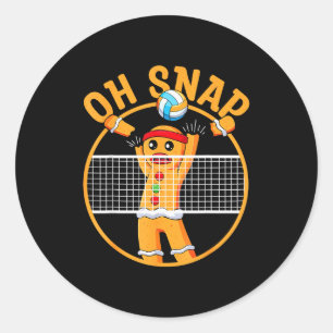 Oh Snap Gingerbread Man Christmas Volleyball  Classic Round Sticker