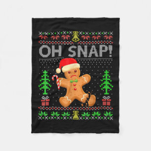 Oh Snap Gingerbread Man Christmas Xmas Ugly Holida Fleece Blanket