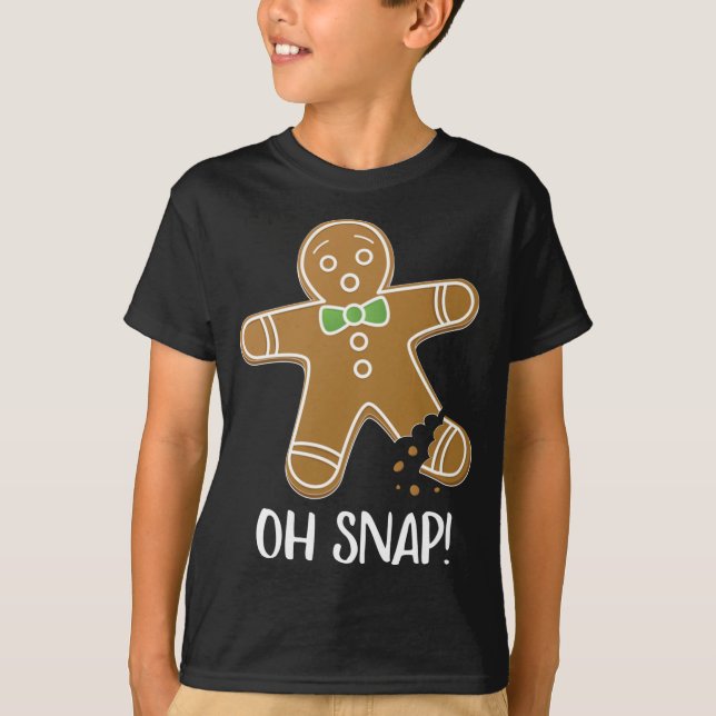 Oh Snap Gingerbread Man Cookie Broken Leg Funny T-Shirt (Front)
