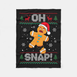Oh Snap Gingerbread Man Cookie Christmas Funny Ugl Fleece Blanket