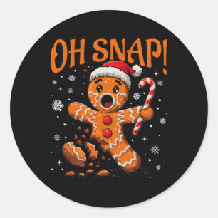Oh Snap Gingerbread Man Cute Christmas Cookie King Classic Round Sticker