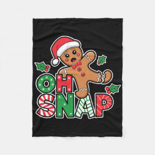 Oh Snap Gingerbread Man Cute Christmas Cookie King Fleece Blanket
