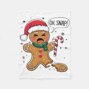 Oh Snap Gingerbread Man Cute Christmas Cookie King Fleece Blanket