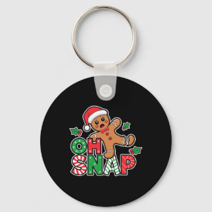 Oh Snap Gingerbread Man Cute Christmas Cookie King Key Ring