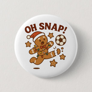 Oh Snap Gingerbread Man Football Funny Christmas 6 Cm Round Badge