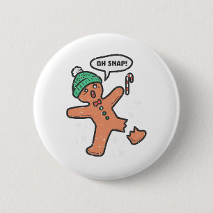 Oh Snap Gingerbread Man Fun Christmas Xmas Men Wom 6 Cm Round Badge