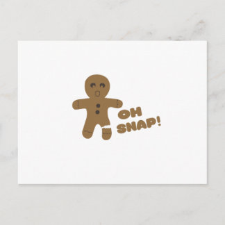 oh snap, gingerbread man, merry christmas holiday postcard