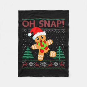 Oh Snap Gingerbread Man Merry Christmas Xmas Pajam Fleece Blanket