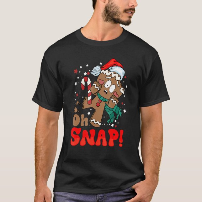 Oh Snap Gingerbread Man Retro Christmas Family Mat T-Shirt (Front)