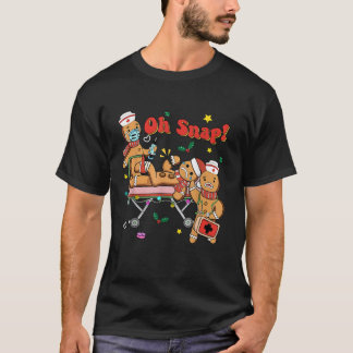 Oh Snap Gingerbread Nurse Christmas Xmas Groovy Re T-Shirt