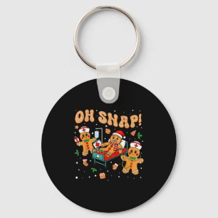 Oh Snap Gingerbread Nurse Funny Nursing Christmas Key Ring