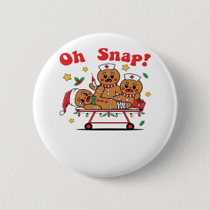 Oh Snap Gingerbread School Nurse Christmas Classic 6 Cm Round Badge
