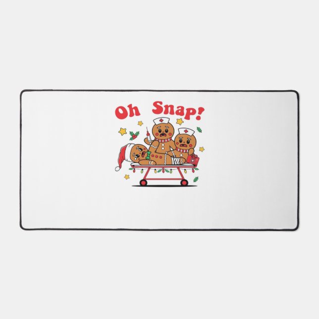 Oh Snap Gingerbread School Nurse Christmas Classic Desk Mat (Front)