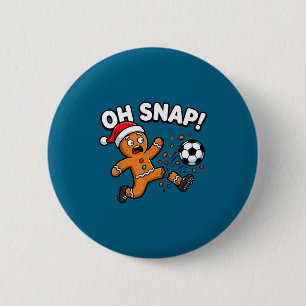 Oh Snap Gingerbread Soccer Kick Funny 6 Cm Round Badge