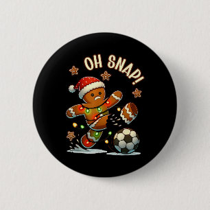 Oh Snap Gingerbread Soccer Xmas Light Holiday 6 Cm Round Badge