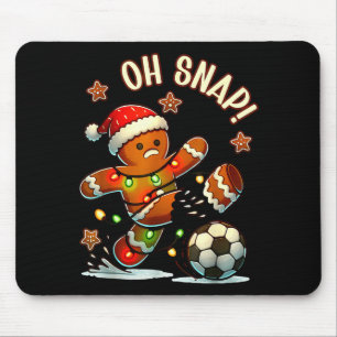 Oh Snap Gingerbread Soccer Xmas Light Holiday  Mouse Pad