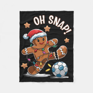 Oh Snap Gingerbreadman Christmas Soccer 2 Fleece Blanket
