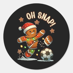 Oh Snap Gingerbreadman Christmas Soccer Classic Round Sticker