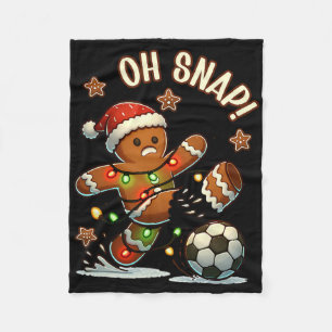 Oh Snap Gingerbreadman Christmas Soccer Fleece Blanket
