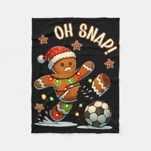Oh Snap Gingerbreadman Christmas Soccer Fleece Blanket
