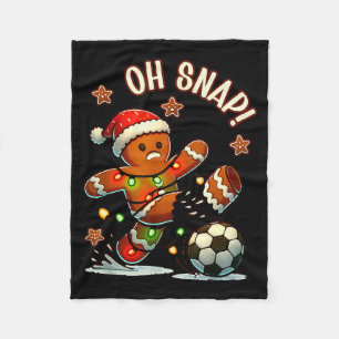 Oh Snap Gingerbreadman Christmas Soccer Fleece Blanket