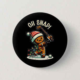 Oh Snap Gingerbreadman Golfer Golf Christmas Golfi 6 Cm Round Badge