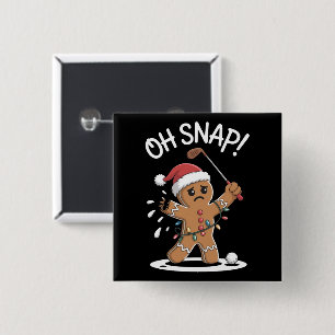 Oh Snap Gingerbreadman Golfer Golf Christmas Xmas 15 Cm Square Badge