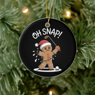 Oh Snap Gingerbreadman Golfer Golf Christmas Xmas Ceramic Ornament