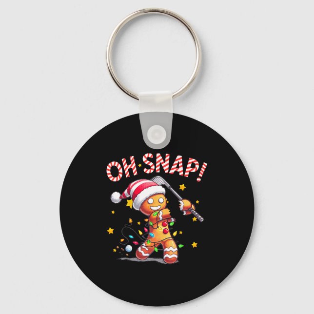 Oh Snap Gingerbreadman Xmas Golfer Golf Christmas  Key Ring (Front)