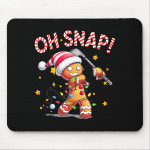 Oh Snap Gingerbreadman Xmas Golfer Golf Christmas  Mouse Pad