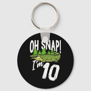 Oh Snap I’m 10 Alligator Crocodile 10th Birthday G Key Ring