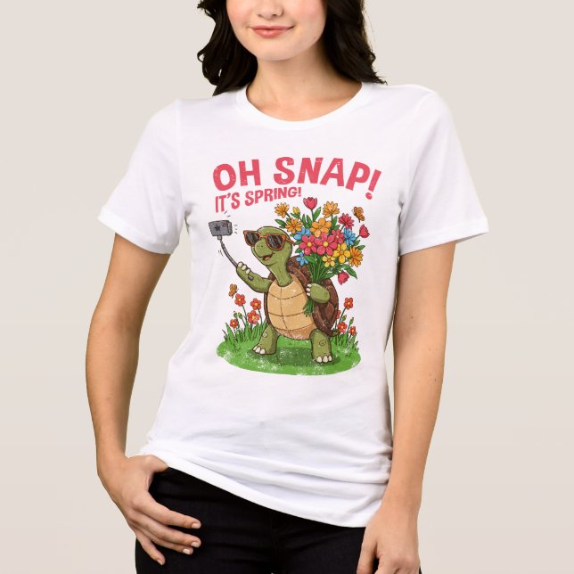Oh Snap! It’s Spring! – Cute Turtle Selfie Tri-Blend Shirt (Front)