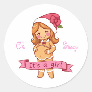 Oh Snap It's a Girl Gingerbread Mum Classic Round Sticker