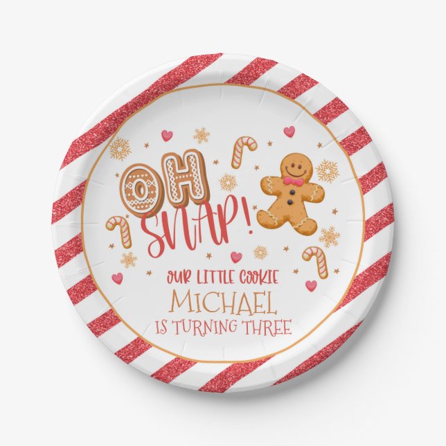 Oh Snap Our Little Cookie Party Plate - Custom - B (Front)