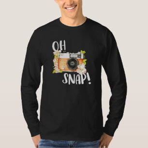 Oh Snap Retro Camera Floral Vintage Photography T-Shirt