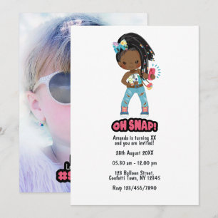 Oh Snap! Selfie-Themed Kids Birthday Party Photo Invitation