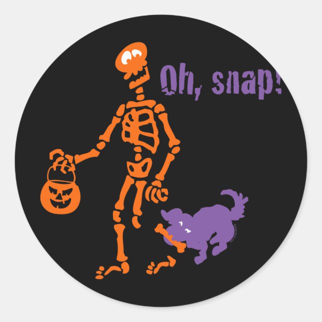Oh, Snap Skeleton Classic Round Sticker (Front)